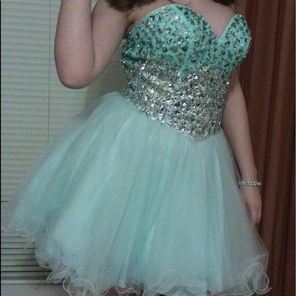 Baby blue minty short formal  dress